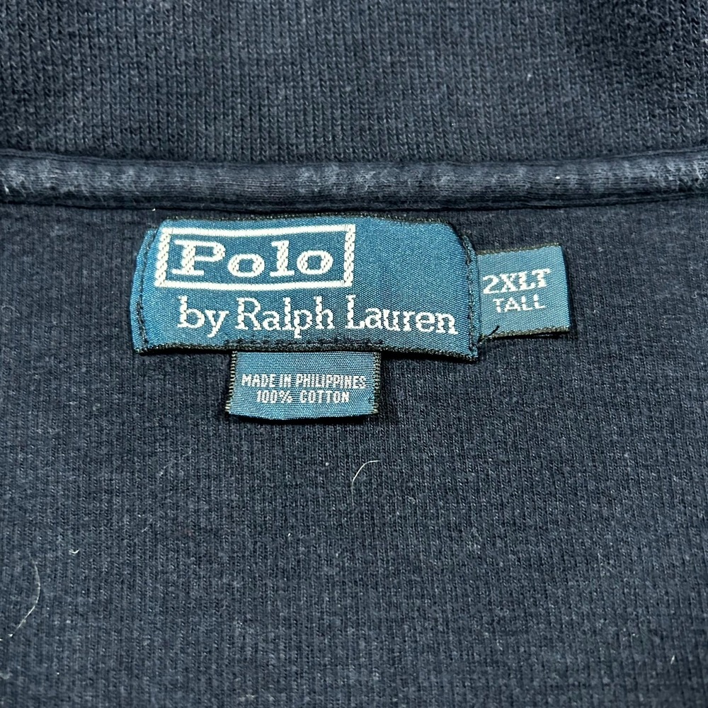 Polo Ralph Lauren Quarter Zip Pullover Mens 2XLT Navy Blue Good Cotton Sweater - Picture 8 of 8